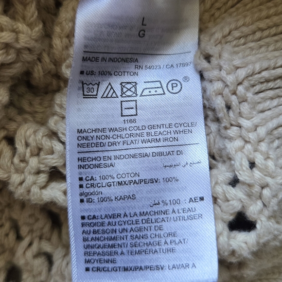 Old Navy Women's Cotton Cream Open StitchKnit Pullover Sweater~Large - Picture 4 of 7